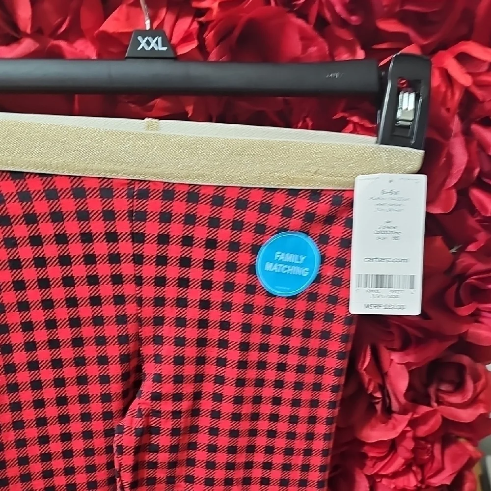 Carter's NWT Girls Black and Red Checkered Leggings Set Size 5T Top & 6-6X Pants